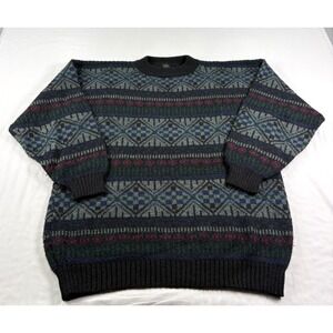 Sebsatex Sweater Mens L Alpaca Wool Crew Neck Pullover Grandpa Fair Isle Nordic